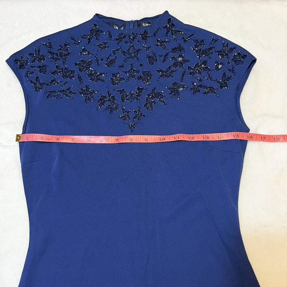 Rimini by Shaw Gown Formal Beaded Top Blue Maxi Women’s 6 - Picture 11 of 13